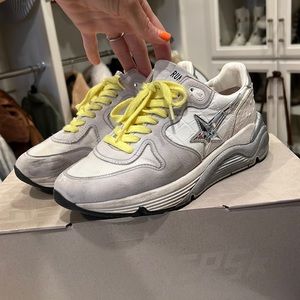 Golden Goose Running Sol white, yellow, crocodile size 8 Dad Sneaker